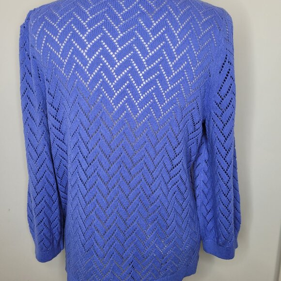 Talbots Chevron Open Knit Sweater XLp blue pullover soft Office Siren Sexy - Picture 2 of 5